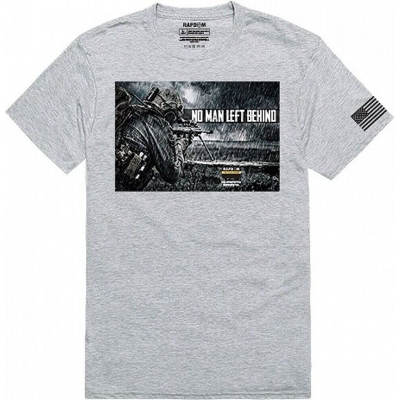 RapDom Tactical Graphics "No Man Left Behind" Mens XL Gray Tee Shirt NWT Gamer - Picture 1 of 6